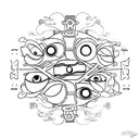 multiple eyes located next to each other  tattoo design idea