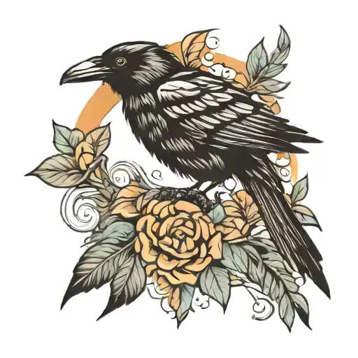 crow endurance tattoo design idea