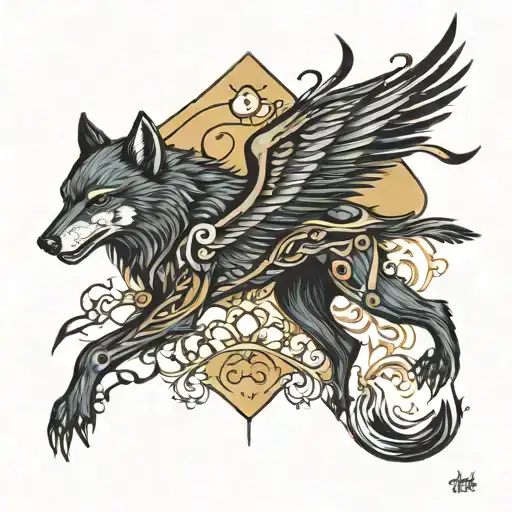 Crow Wolf tattoo design idea