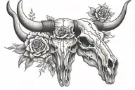 longhorn cow skull with flower intertwined tattoo design idea