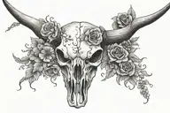 longhorn cow skull with flower intertwined tattoo design idea