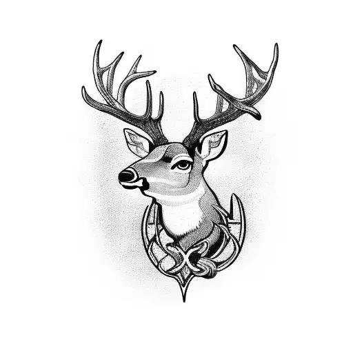Deer with the cross between the horns tattoo design idea