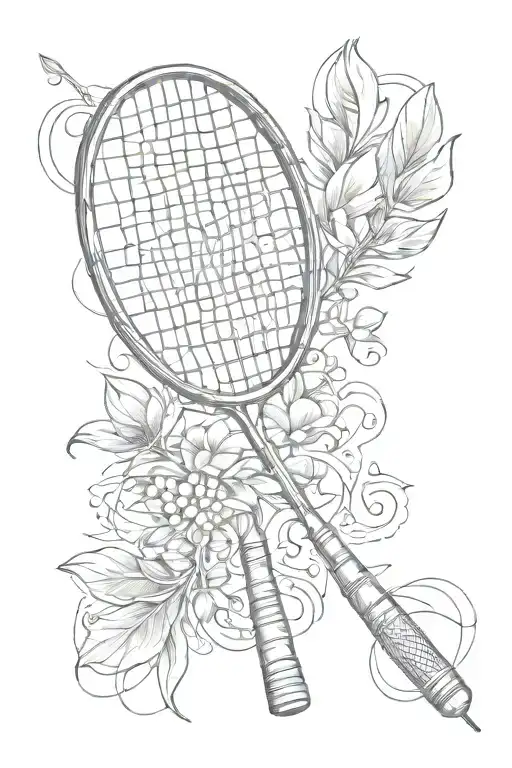 badminton racket and shuttlecock tattoo design idea