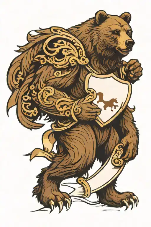 standing brown bear coat of arms royalty heraldry tattoo design idea