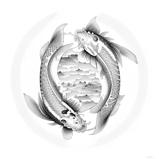 koi fish yin yang tattoo design idea