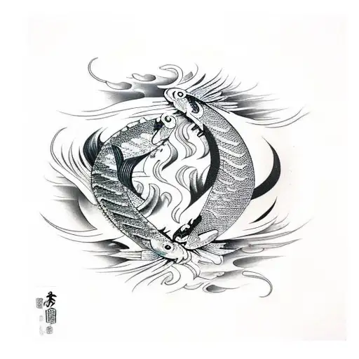 koi fish yin yang tattoo design idea