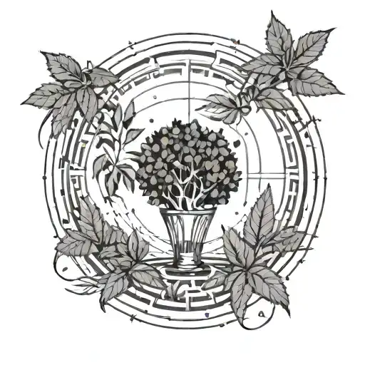 A basketball court with a weed plant growing in the center circle tattoo design idea