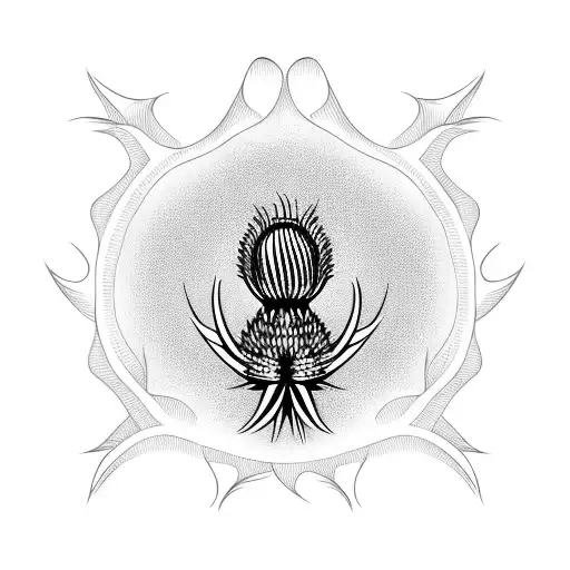 thistle with roots tattoo design idea