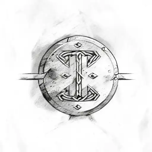 viking runes and weapons tattoo design idea