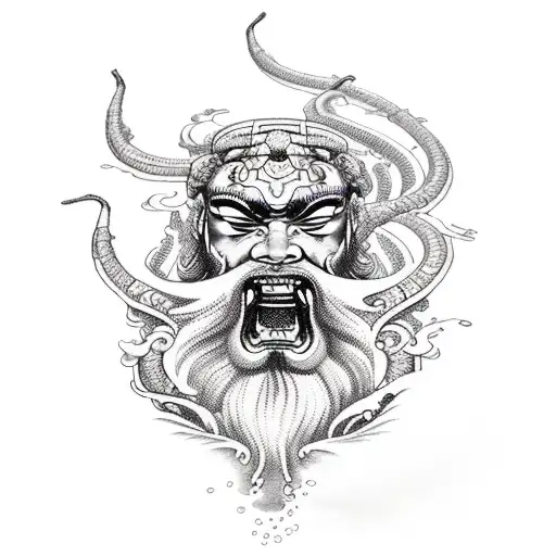 Poseidon Water-bearer tattoo design idea