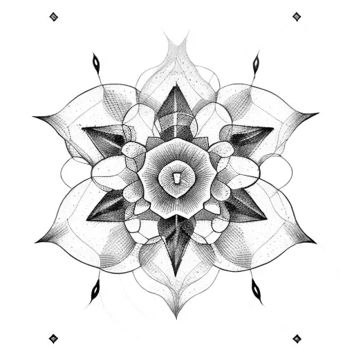 A blackwork tattoo of a scientific diagram of a flower tattoo design idea