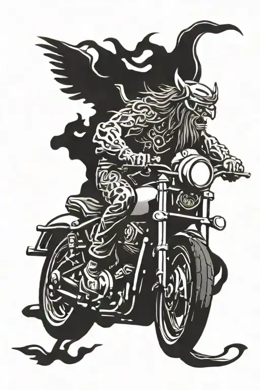 Norse mythology Runes Motorcycle Carpenter tattoo design idea