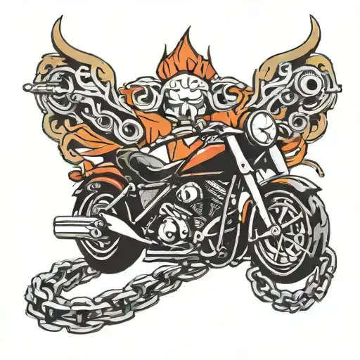 motorcycle tattoo with motorcycle chain  tattoo design idea