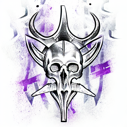 vikings skull ghost axe nordic covered in runes  tattoo design idea