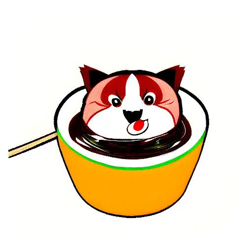 red panda eating pho tattoo design idea