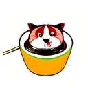 red panda eating pho tattoo design idea