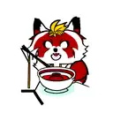 red panda eating pho tattoo design idea
