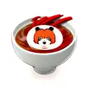 red panda eating pho tattoo design idea