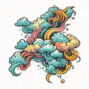 colorful clouds tattoo design idea