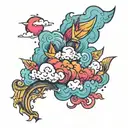 colorful clouds tattoo design idea