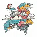 colorful clouds tattoo design idea