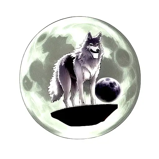 A wolf trapped in the moon tattoo design idea