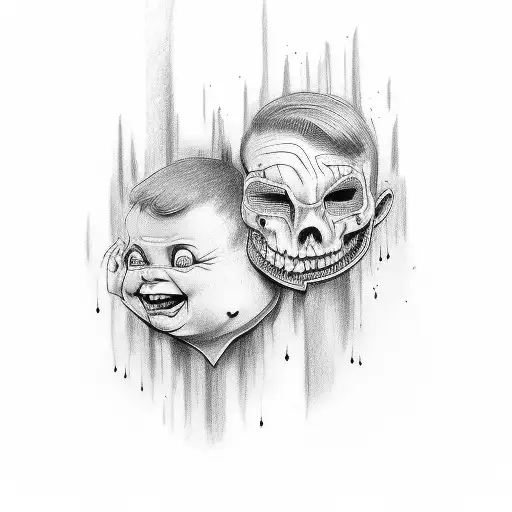 Laugh now, cry later drawing  tattoo design idea