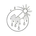 Raindrops and sun rays tattoo design idea