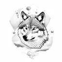A wolf trapped in the moon tattoo design idea