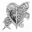 cyber sigilism heart tattoo design idea