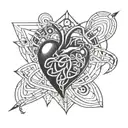 cyber sigilism heart tattoo design idea