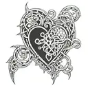 cyber sigilism heart tattoo design idea