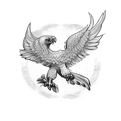 A sketch-style eagle with its wings spread wide tattoo design idea