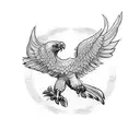 A sketch-style eagle with its wings spread wide tattoo design idea