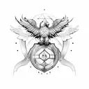 A sketch-style eagle with its wings spread wide tattoo design idea