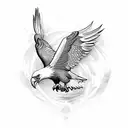 A sketch-style eagle with its wings spread wide tattoo design idea