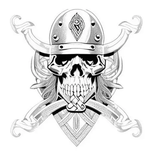 viking with skulls tattoo design idea