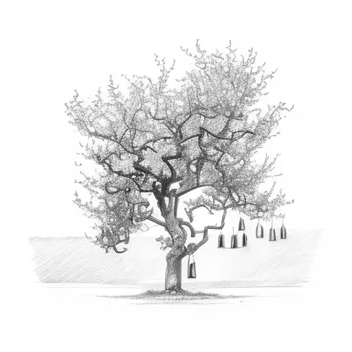a sketch of an apple tree tattoo design idea