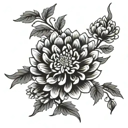 Chrysanthemum tattoo design in traditional Japanese style tattoo design idea