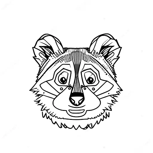 Raccoon face, one half is a bare skull and the other half is fur tattoo design idea