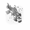 Koi Fish with background tattoo design idea