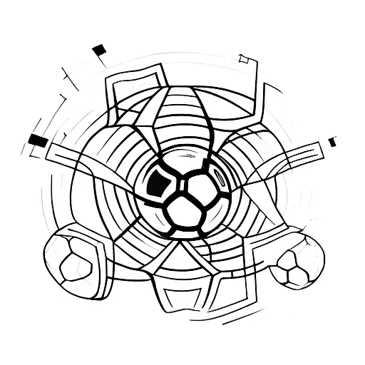 Soccer player kicking a ball made of obstacles tattoo design idea