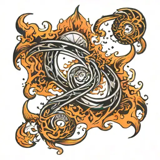 fire and rain infinity  tattoo design idea