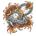 fire and rain infinity  tattoo design idea