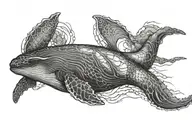 humpback whale with a turtle tattoo design idea