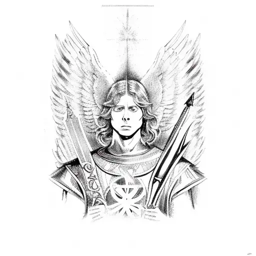st Michael  the archangel vs Satan  tattoo design idea