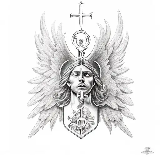 st Michael  the archangel vs Satan  tattoo design idea