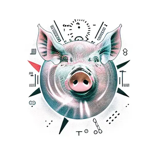 pig, scientific, aries, fire, mars, sun, power,  leader tattoo design idea