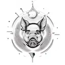 pig, scientific, aries, fire, mars, sun, power,  leader tattoo design idea