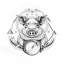 pig, scientific, aries, fire, mars, sun, power,  leader tattoo design idea